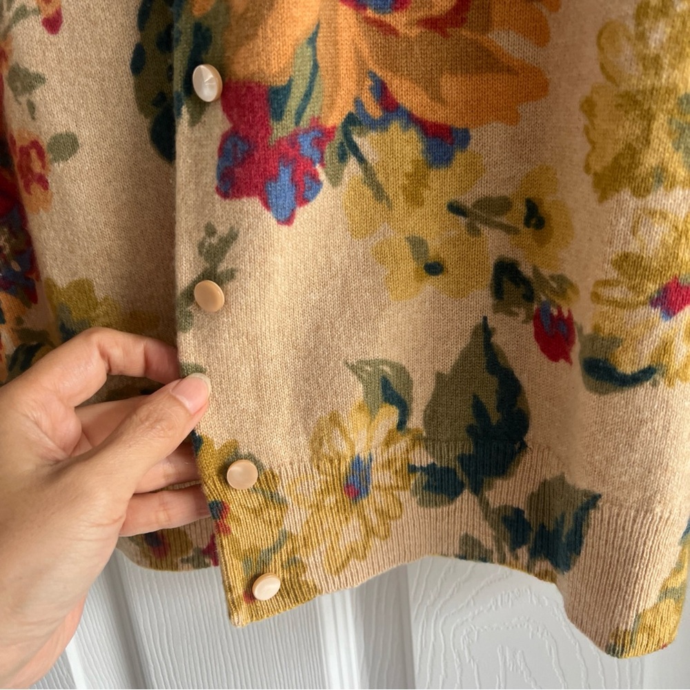 Talbots Cashmere Floral Cardigan - Multicolor - Picture 4 of 12